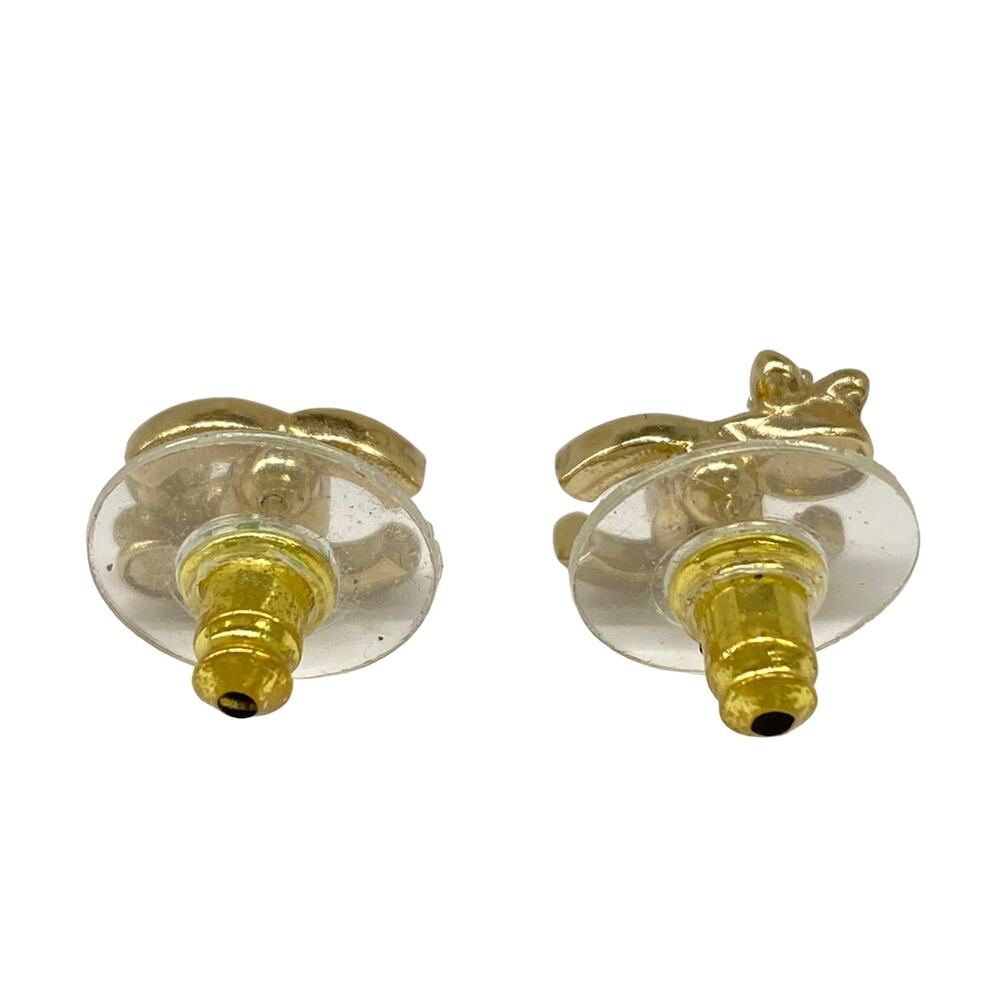 Chanel Coco Earrings Gold White Clear Hardware Faux Pearl Rhinestones - Picture 2 of 6